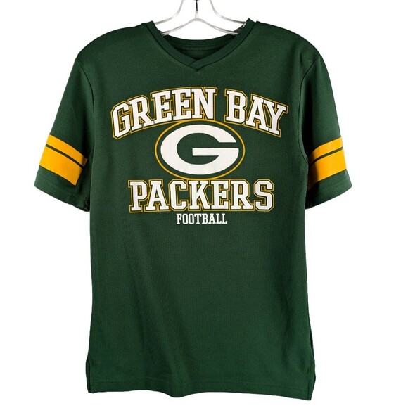 Green Bay Packers Womens Jersey Knit T Shirt Small Green V Neck NFL Team Apparel - Picture 1 of 13